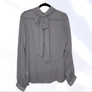 In The Max Grey Sheer Bowtie Blouse Reversible XL